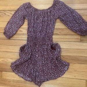 Hollister Burgundy & White Floral Romper